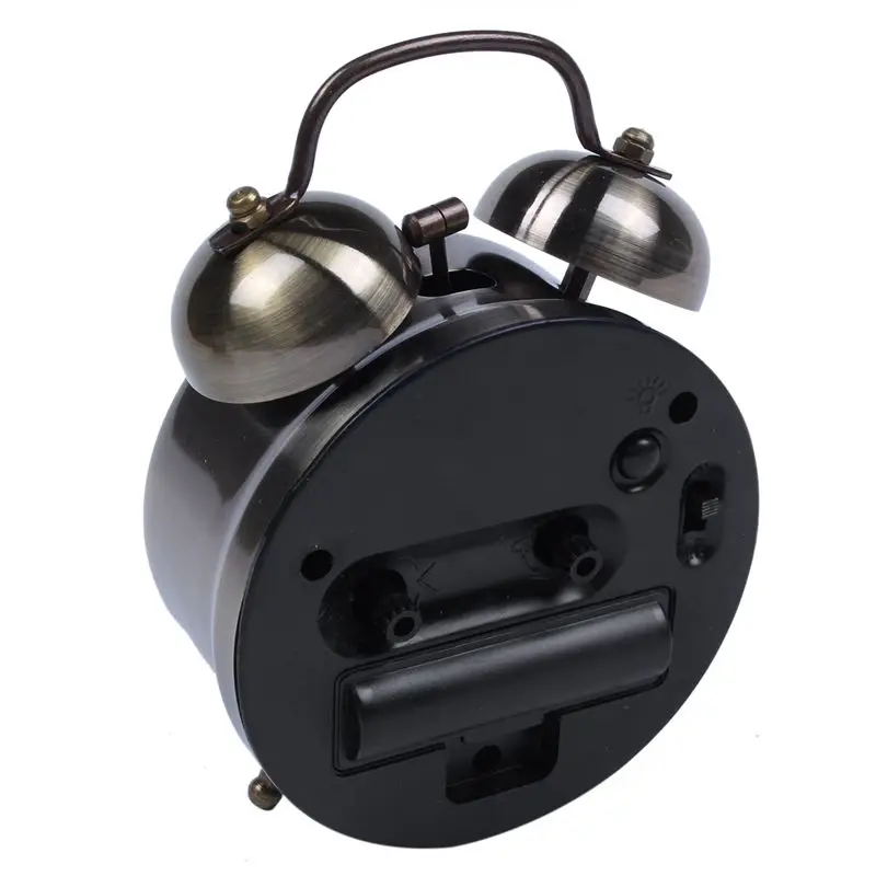 Classic Retro Silent Non Ticking Quartz Double Twin Bell Alarm Clock Movement Bedside WIth Night Light And Loud Battery Op | Дом и сад
