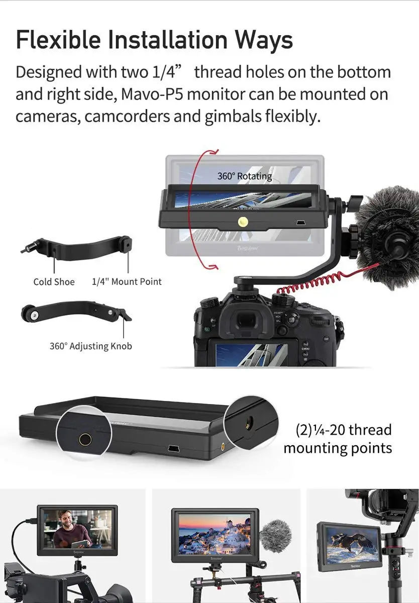 Desview Mavo-P5 5," монитор поля камеры, экран IGZO 1920*1080 с входом 4K HDMI для DSLR-камеры-полевой монитор
