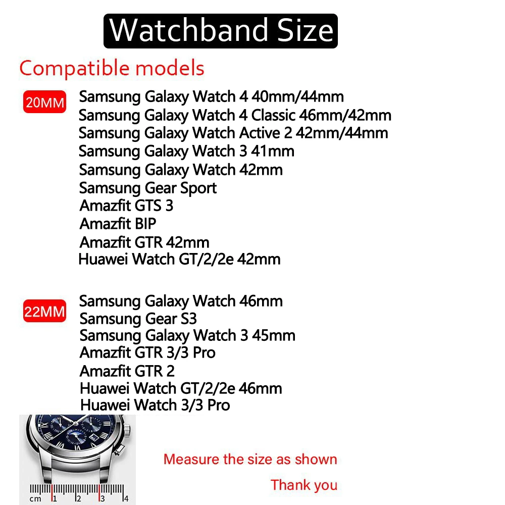 20mm 22mm band for Samsung Galaxy watch 4 Classic 3/46mm/42mm/Active 2 Stainless Steel watchband bracelet Huawei GT/2/2e strap