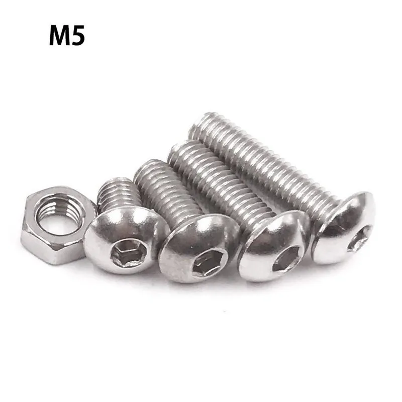 

Screw and Nut Kit,Machine Screw and Nut Kit, 500 Pcs M3 M4 M5 Stainless Steel Button Head Hex Socket Head Cap Bolts Screws with
