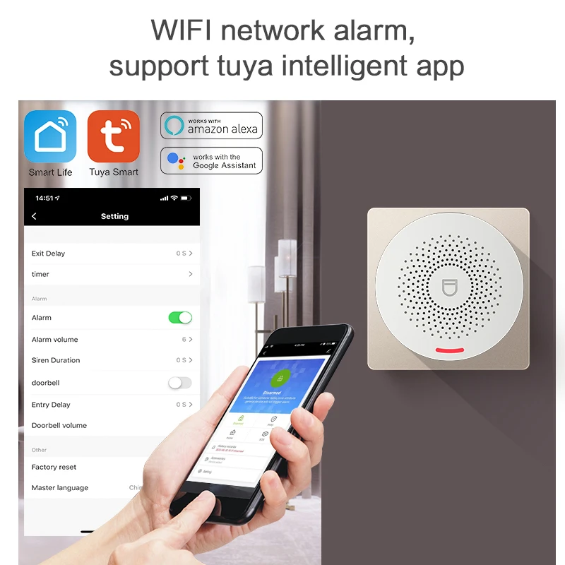 ZSWKD Tuya Wifi беспроводной доступ в Интернет будильник и Системы Наборы Беспроводной