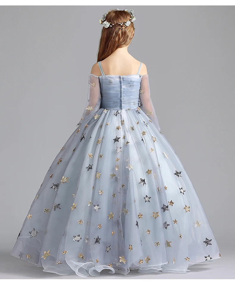 Детское вечернее платье для девочки принцессы со Звездной вышивкой свадебные