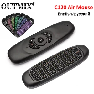c120 backlight 2 4g air mouse rechargeable wireless remote control keyboard for android tv box computer english russia version free global shipping