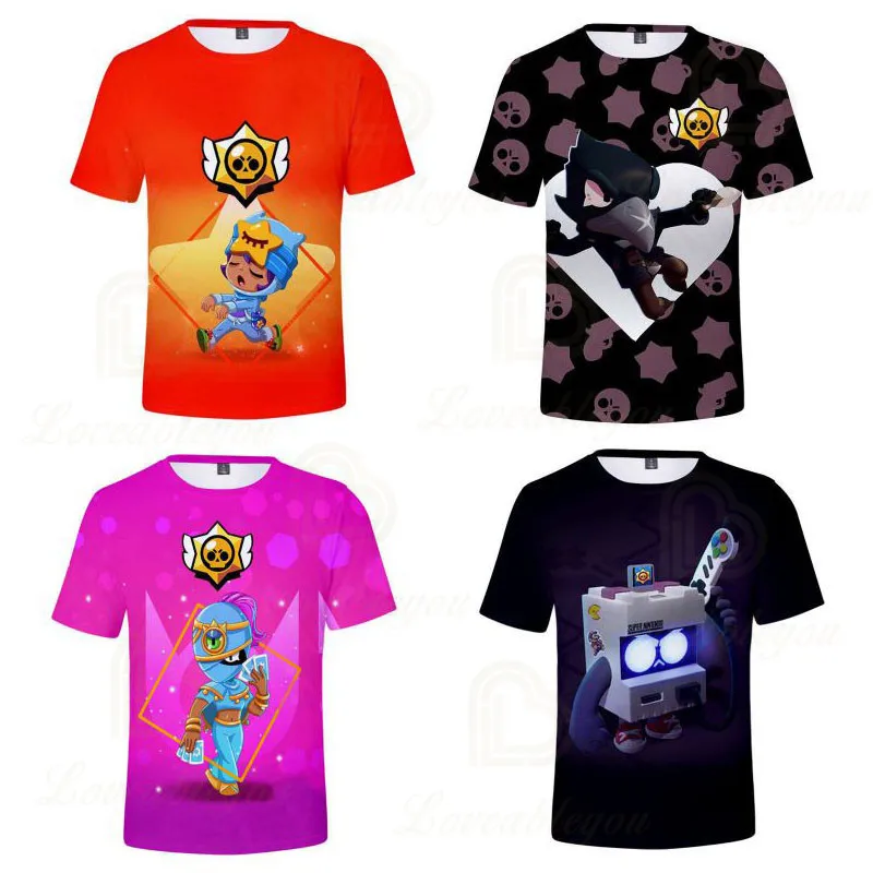 

3d Boys Girls Harajuku Browlers Colt and Star, Leon Wear Kids T-shirt Shooting Game Fashion Short Sleeve Tops Teen Clothes