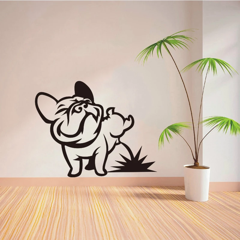 Наклейка на стену в виде французского бульдога с забавной собакой Виниловая