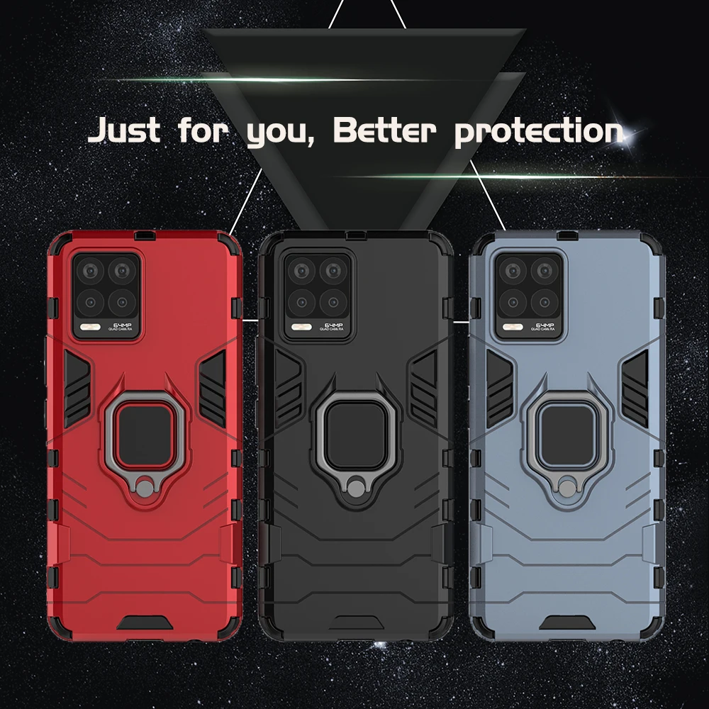 shockproof case for realme 8 pro realme 8i realme 8s 5g armor back cover hard casing with ring holder free global shipping