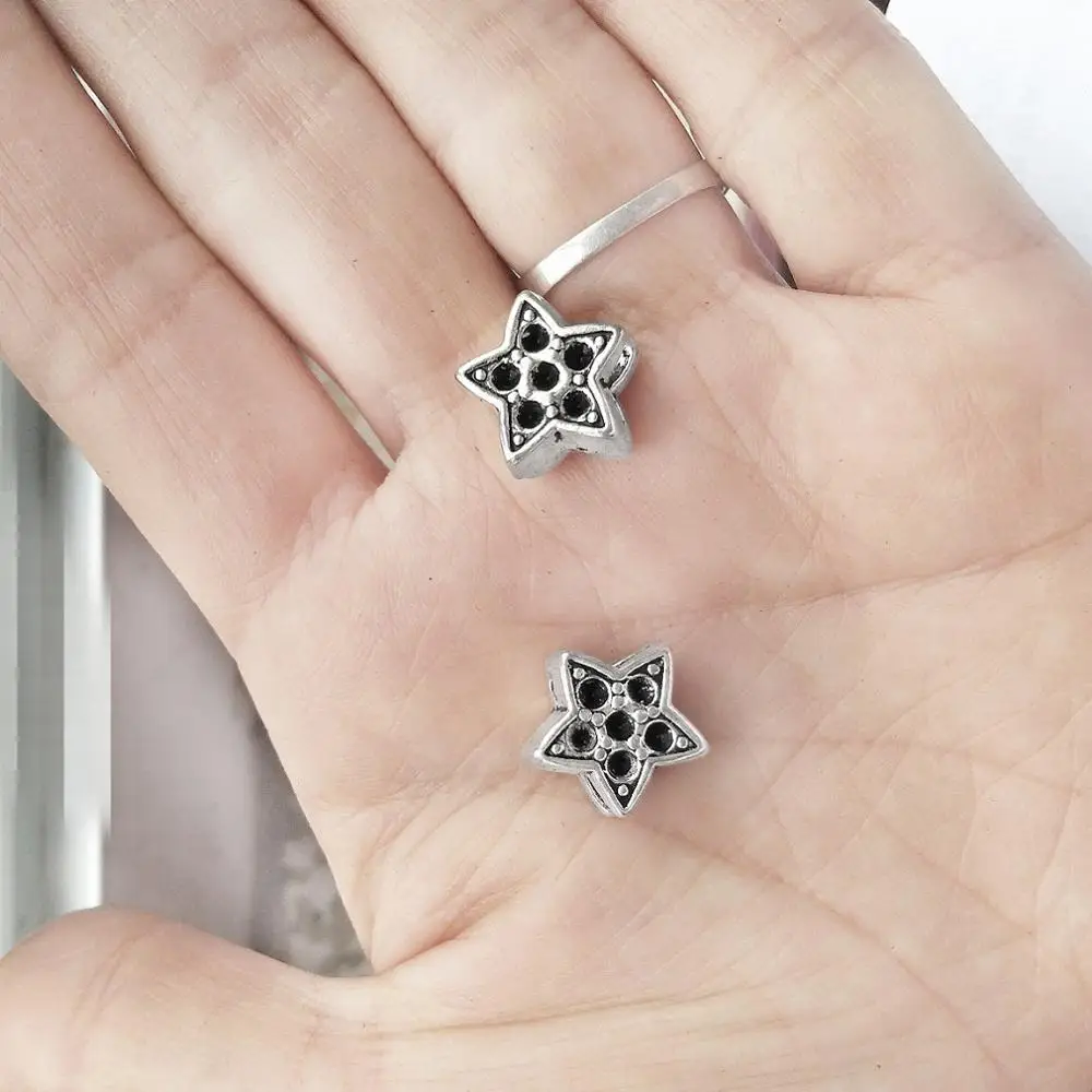 Бусины-звездочки 13 мм шнуры браслеты круглые большие отверстия сделай сам