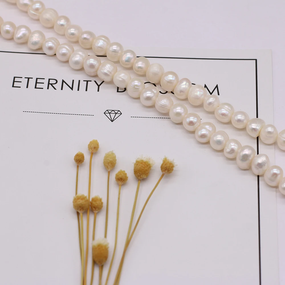 

Quality Natural Freshwater Pearl Near Round White Loose Spacer Pearls For Jewelry Making DIY Charm Bracelet Necklace Accessories