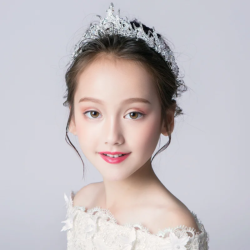 

TB031 Delicate Girls Princess Crown Leaves Headpiece Pearls Crystal Rhinestone Hairwear Child Wed Birthday Pageant Accessories