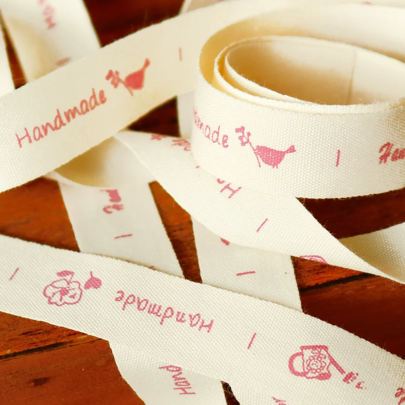 Ярко розовая хлопковая лента ручной работы цветок птица 15 мм x 100 м тканевая для