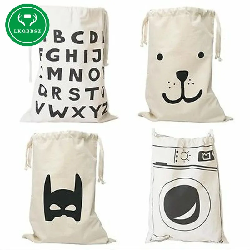 

Extra Large Cotton Canvas Laundry Storage Bag for Toys Cloth Bear Washing Machine Letters 8 Patterns