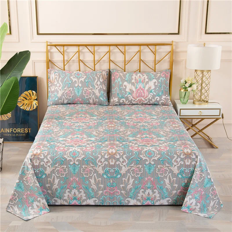 

Cotton bed sheets Home Textile Printing Flat Sheets High Quality Bedding Sheet Queen Size Flower Pattern Mattress Cover