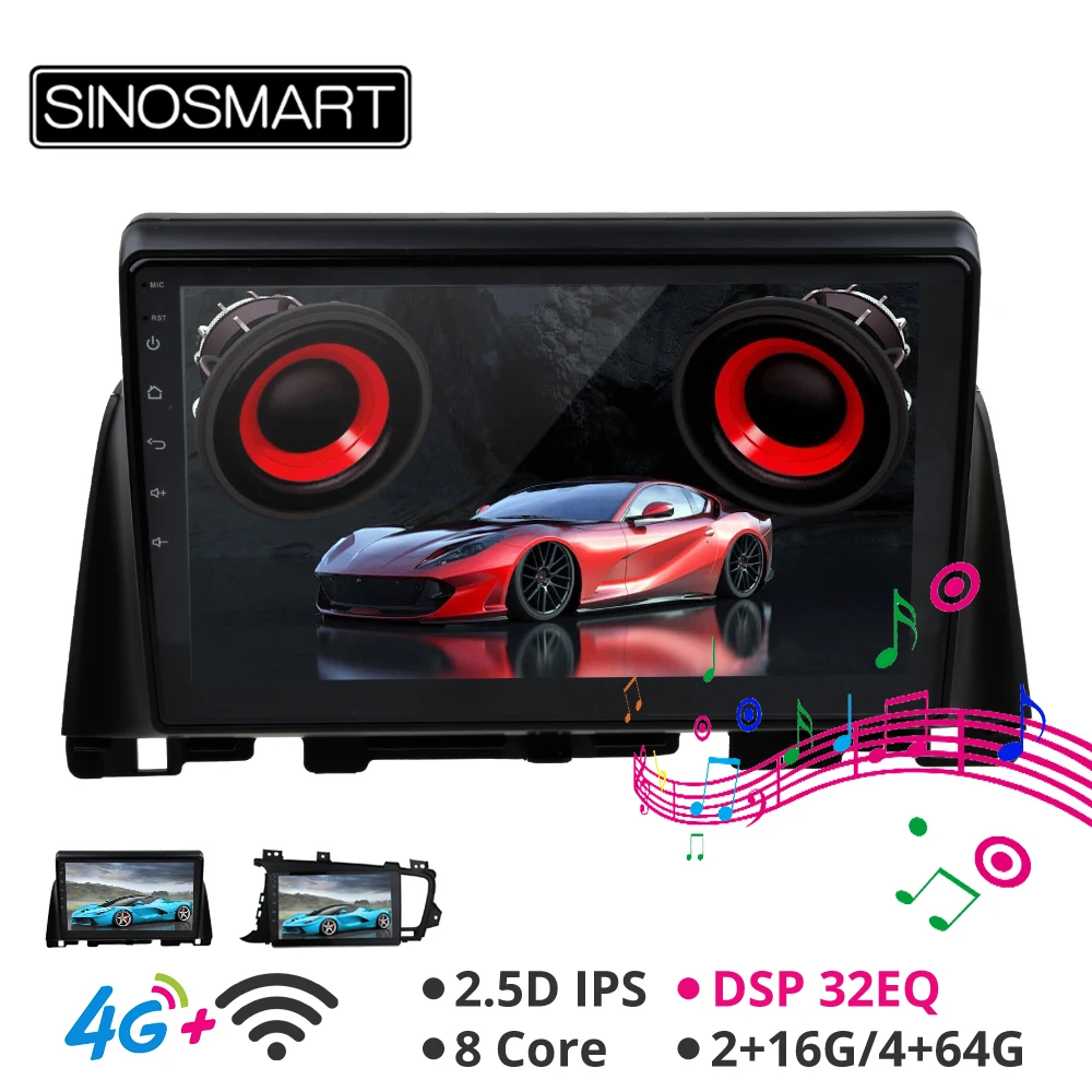SINOSMART 2.5D ips/QLED экран 1G/2G автомобильный аудио gps-навигатор плеер для Kia K5 Optima 2011- 32EQ DSP, 4G ram опционально