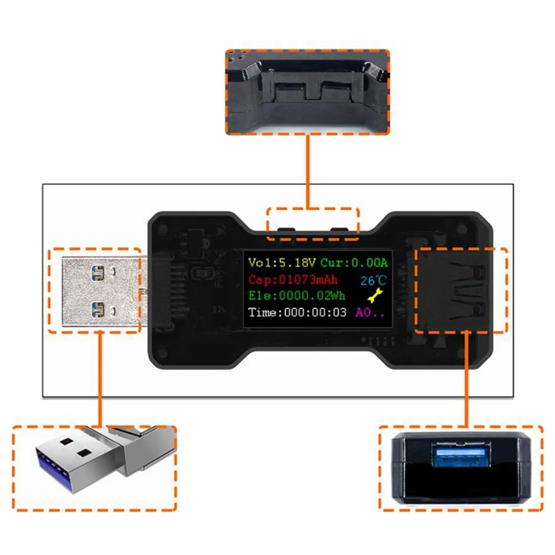 USB тестер FNB18 цифровой вольтметр постоянного тока амперметр измеритель