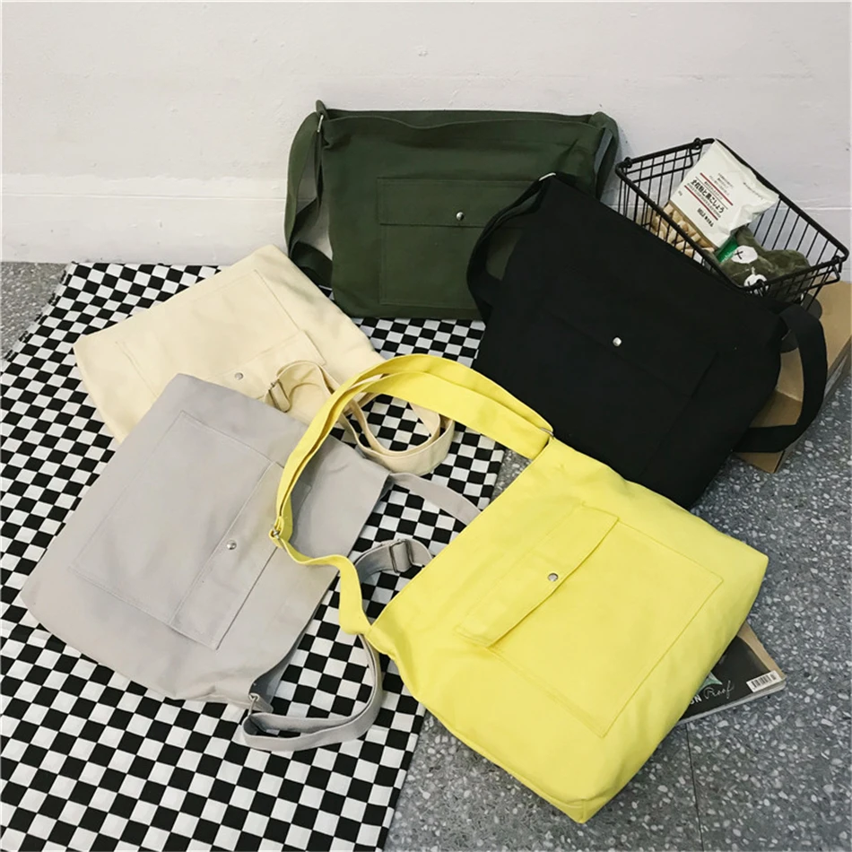 Унисекс стиль Харадзюку холщовые Сумки Большая вместительная сумка через плечо