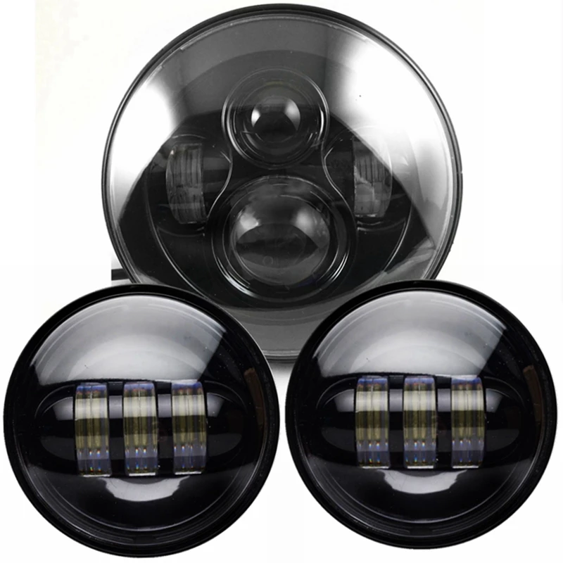 

One Set Motorcycle Parts Racing 7" 40W H4 Led Headlight Offroad Light+2X4.5" DRL Fog Light For FLD FLHTCUSE Touring Trike Models