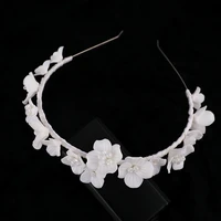 floralbride handmade ins style rhinestone crystal porcelain flower bridal tiara wedding bridesmaids crown women hair jewelry