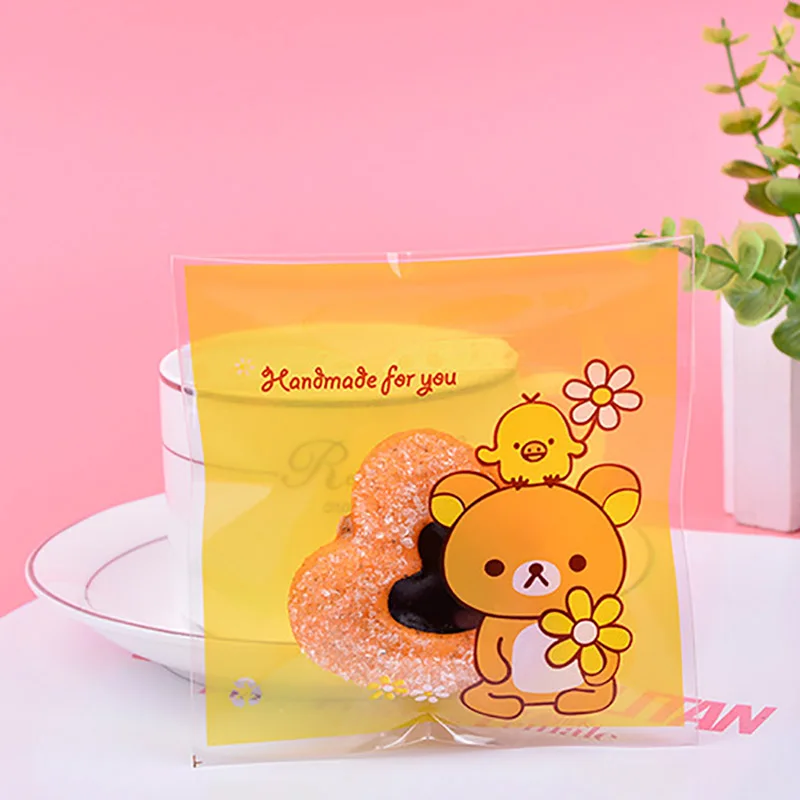 100 шт. подарочные пакеты с мультяшным медведем для конфет|Подарочные сумки и