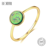 doteffil 925 sterling silve 7mm round bluegreenwhite opal rings for women engagement party wedding jewelry