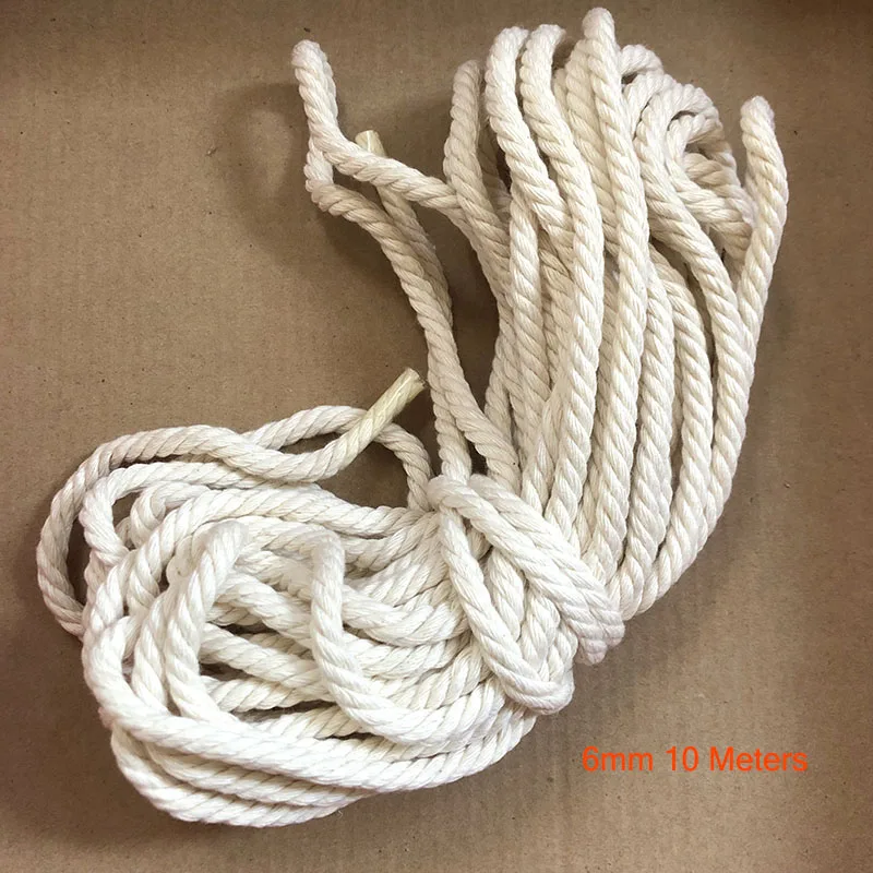 6mm x 10m 1/2/3/4/5/6/8/10 мм Диаметр прочный бежевая хлопковая веревка скрученный шнур из керамического волокна Craft макраме Строка DIY домашний текстиль завязывания нить Много Размеры - Цвет: 6mm x 10m