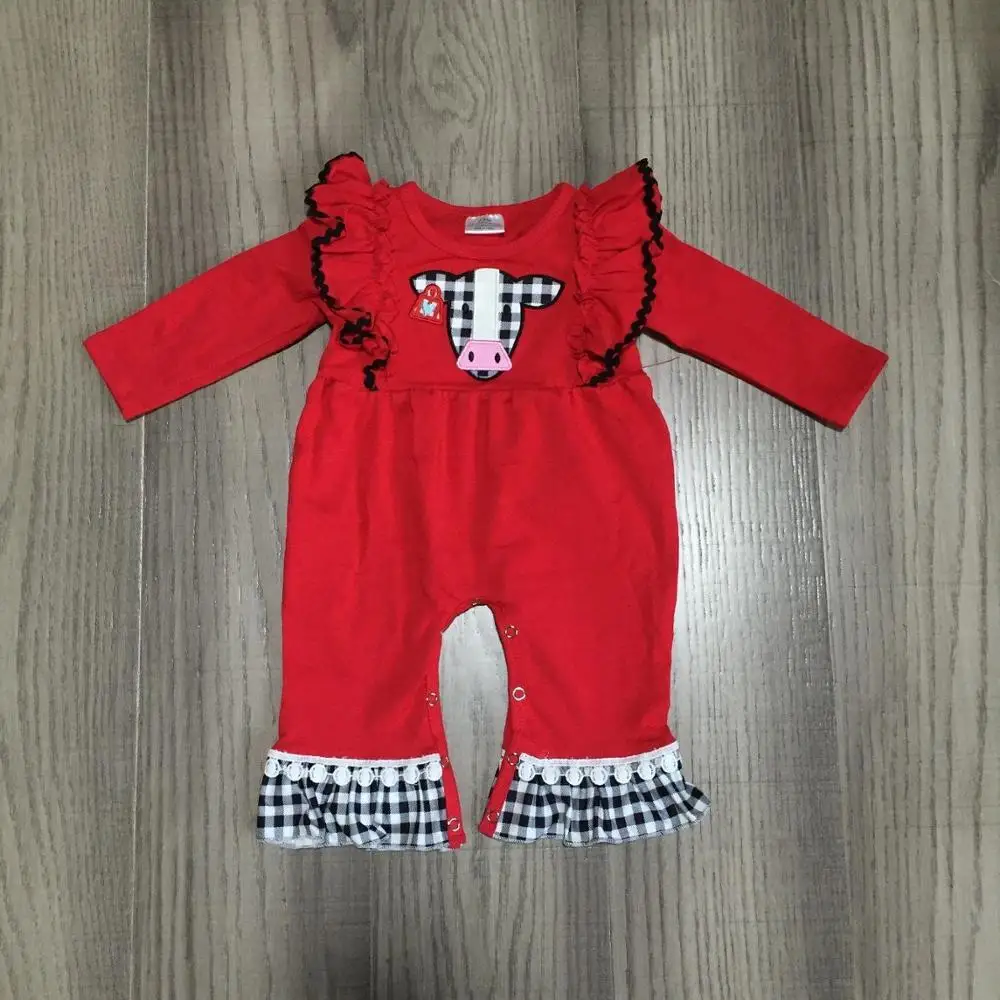 Одежда для маленьких девочек красный Детский комбинезон ребенок молоко с