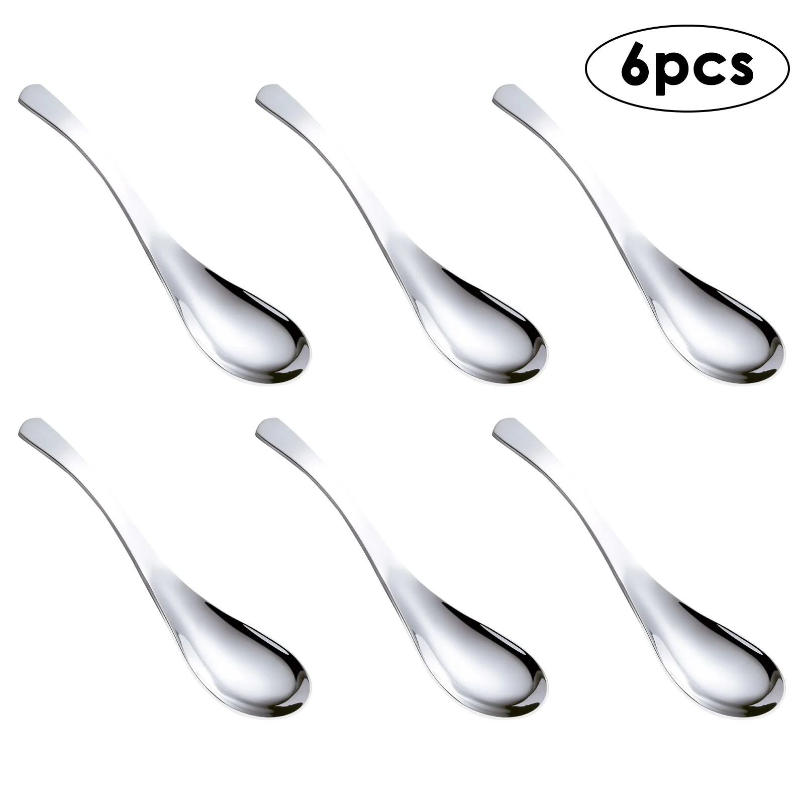 

6PCS Stainless Steel Spoons Short Handle Soup Spoon Set Large/Small Metal Kitchen Dinner Spoons For Soup Rice Porridge Tableware