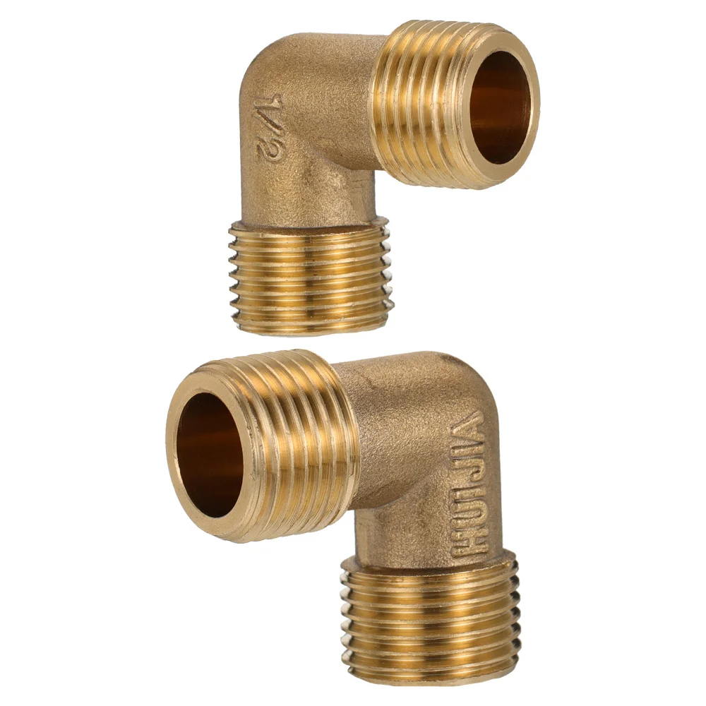 

1 Set 2Pcs Practical Water Pipe Connectors 90 Degree Pipe Connectors (Golden)