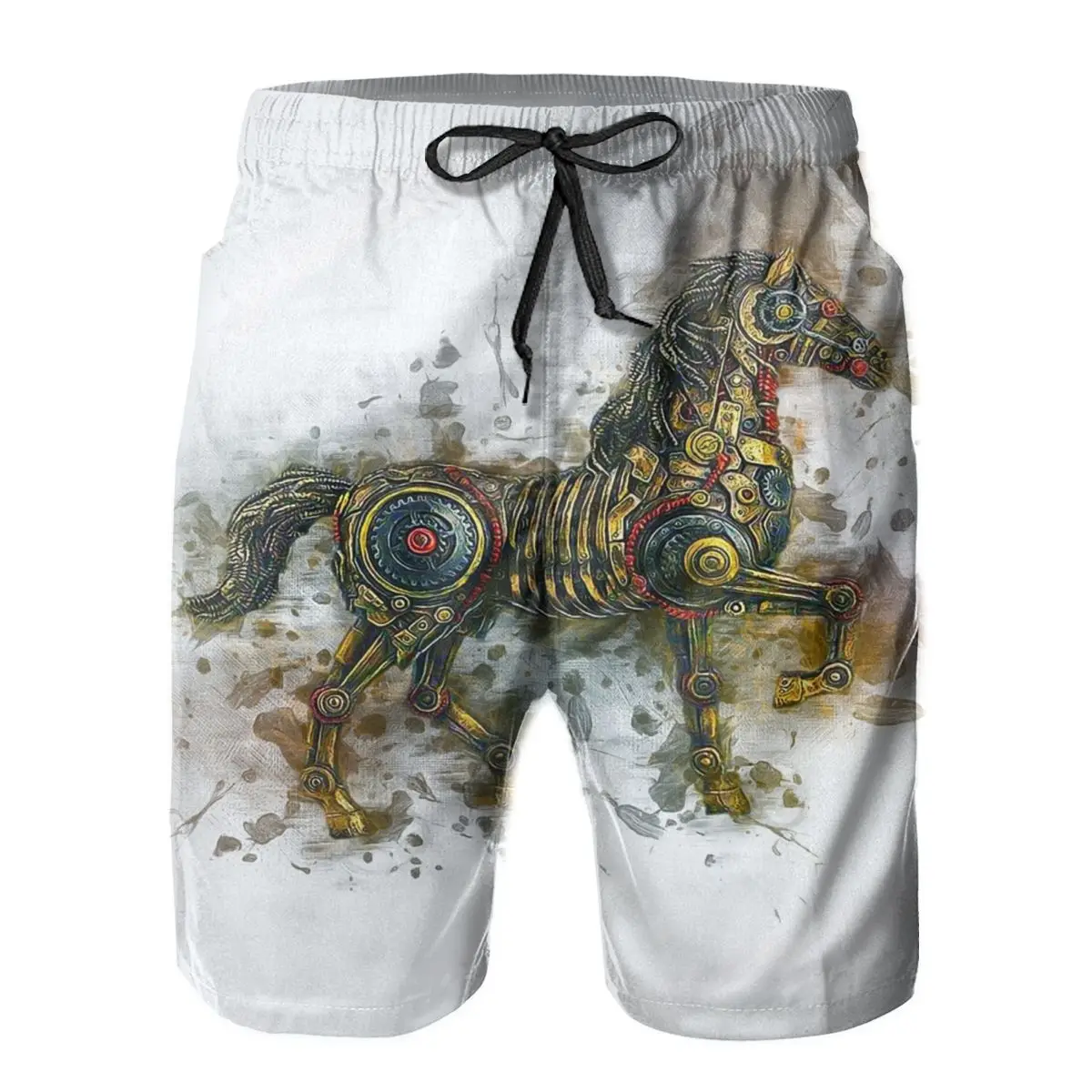 

Men Sweatpants Steampunk Horse Surfing Beach Board Swim Trunks Sport Quick Dry Mesh Casual Pretty Cool Funny Shorts for Adult