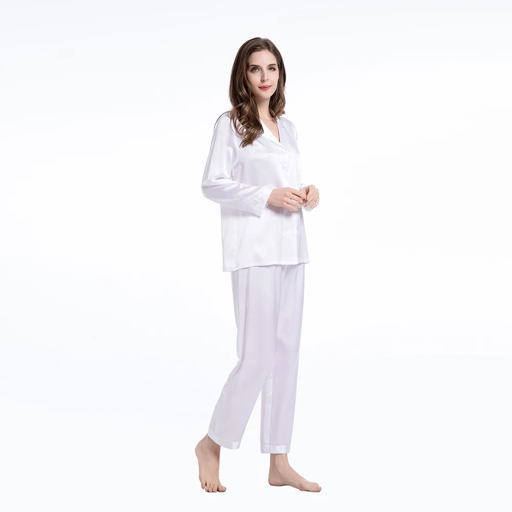 19 Momme Real Mulberry Silk Pajamas Women Clothing Comfy Two Piece Set Long Sleeve Sleepwear Nightwear For Ladies