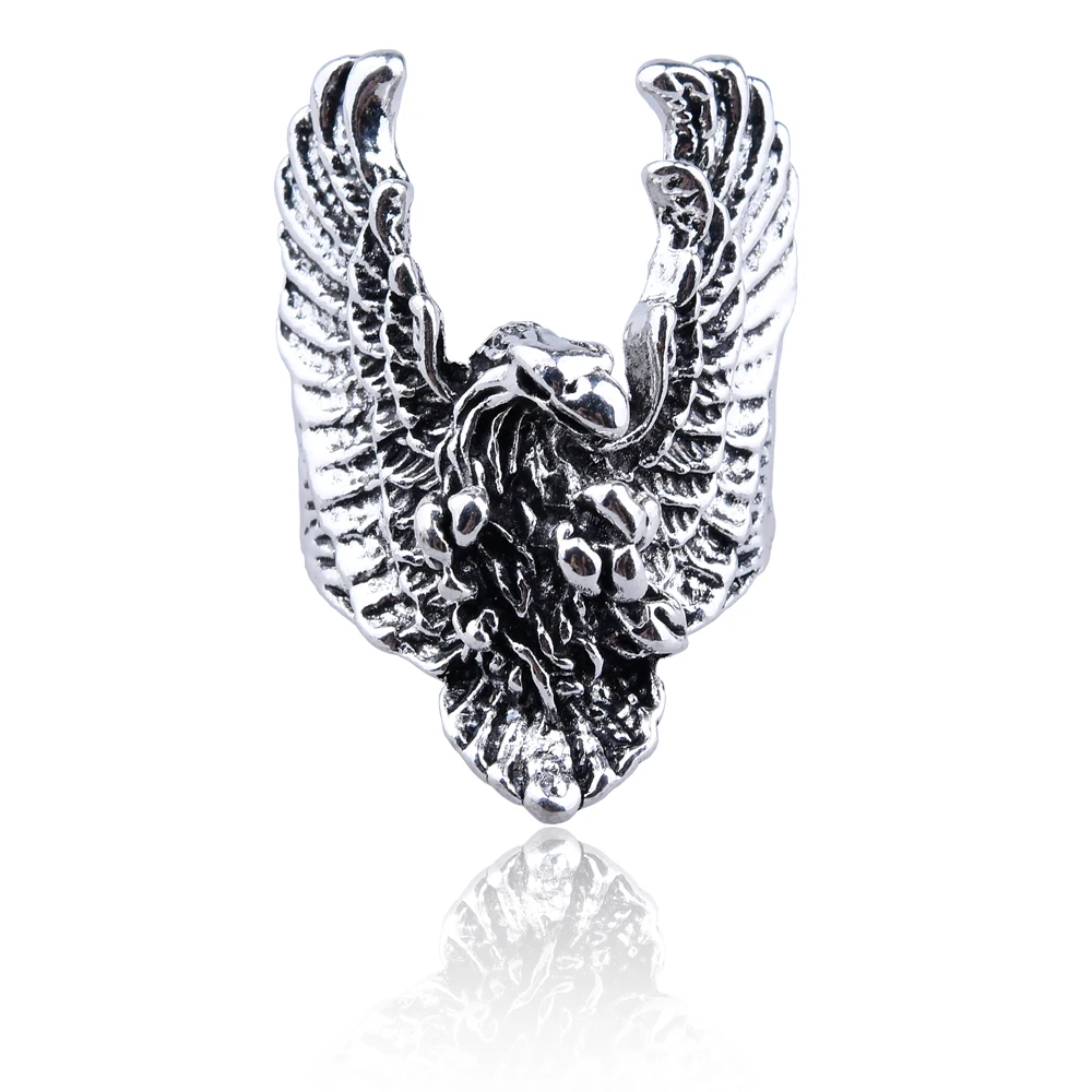 Бесплатная веер Винтажный серебряный Орел животных мужские кольца крутой