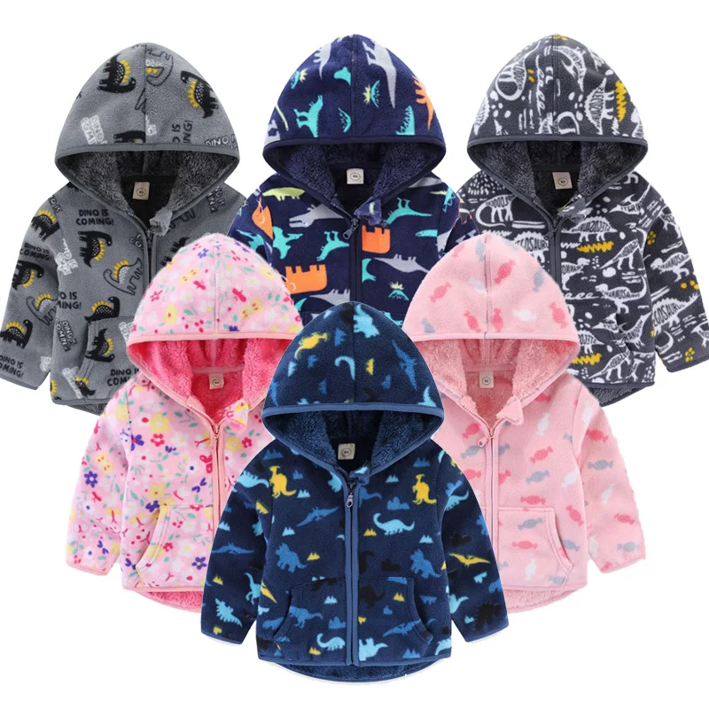 

2021 New Baby Autumn Clothes Long Sleeved Cartoon Fleece Jacket 2t-6t Children Winter Warm Tops Boys Girls Fleece Sweater Outfit