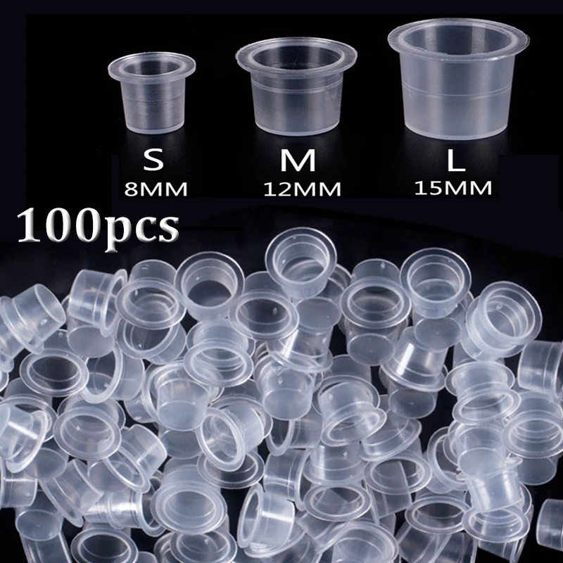

100pcs/bag Disposable Plastic Microblading Tattoo Ink Cup Permanent Makeup Tattoo Pigment Holder Container Cap Tattoo Accesories