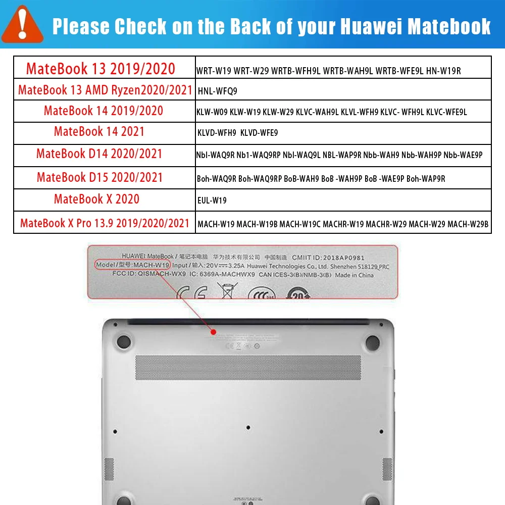 Чехол для ноутбука Huawei MateBook 13 14 D14 D15 2021 2020 матовый черный Жесткий Mate Book X Pro 9/X