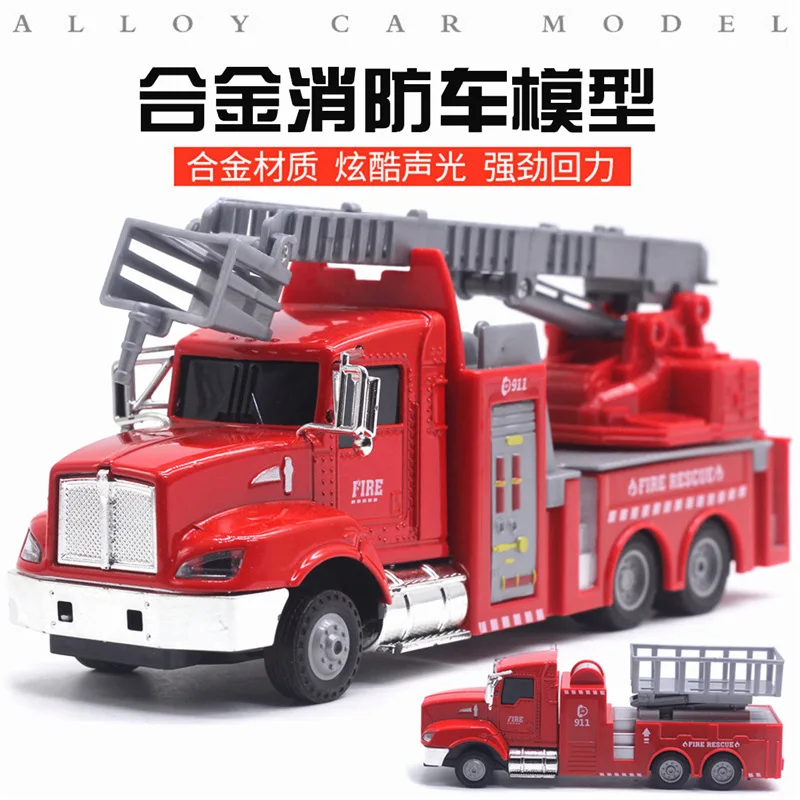 

1:43 high simulation alloy engineering vehicle American fire military rescue transportation sound and light pull back car model