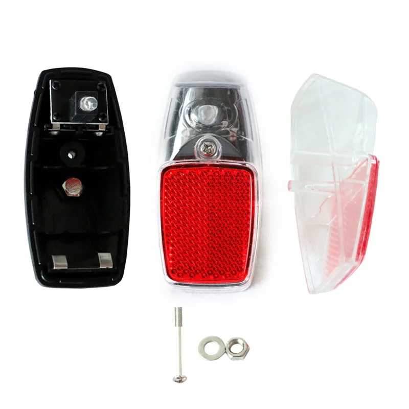 JS LED Battery Electric Bicycle Light Mount On The Mudguard Plastic Shining Js Safe Warning Taillight Bike Rear Accessories Part