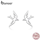 Женские серьги-гвоздики из серебра 925 пробы, в виде ласточек, BSE302