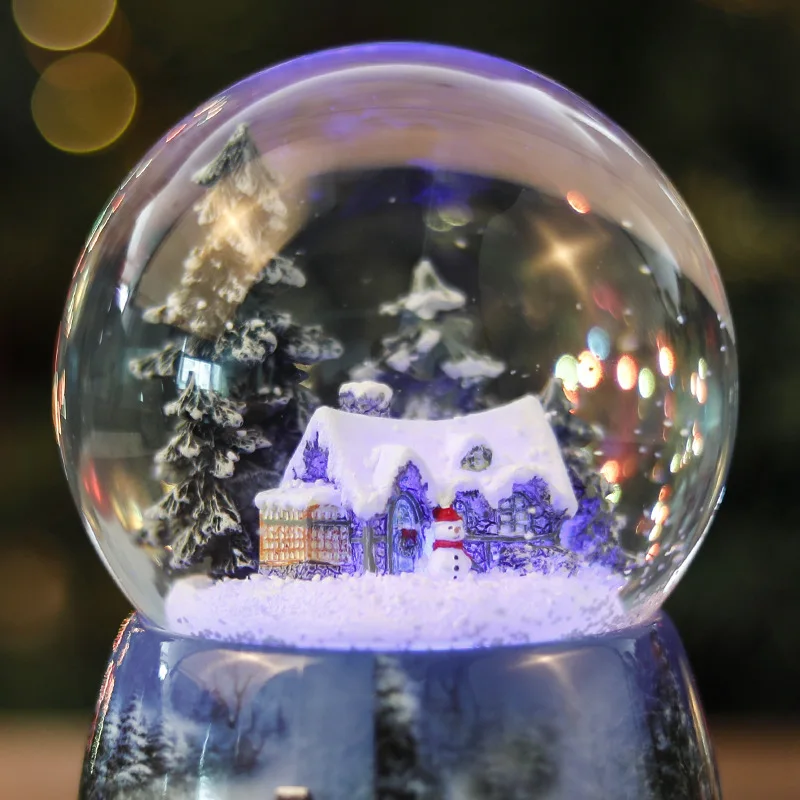 Free shipping Snow crystal ball crystal ball Christmas music box crystal ball music box snow Christmas music box