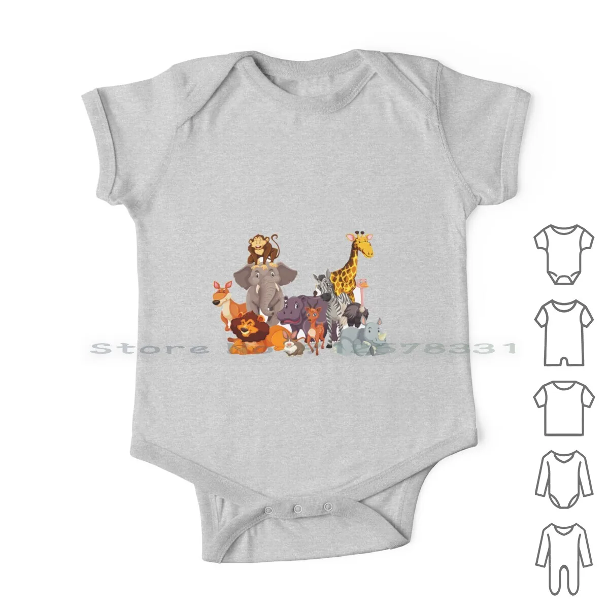 

Jungle Animals Jigsaw Puzzle Newborn Baby Clothes Rompers Cotton Jumpsuits Cartoons Fox Giraffe Elephant Monkey Lion Rabbit