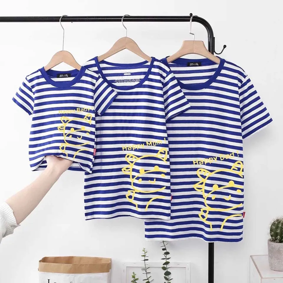 Новые Мультяшные футболки для счастливого отца мамы ребенка подходящая одежда и