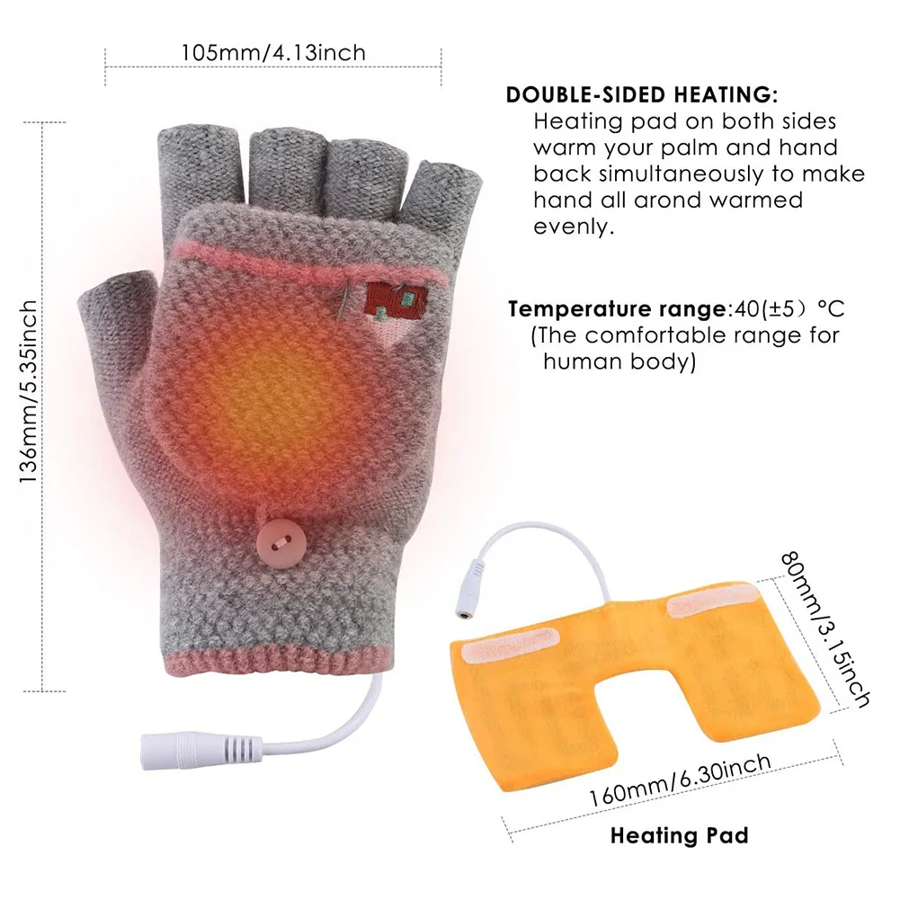 

Men Heating gloves Women Office Knitted wool Thermal Electric USB Heated