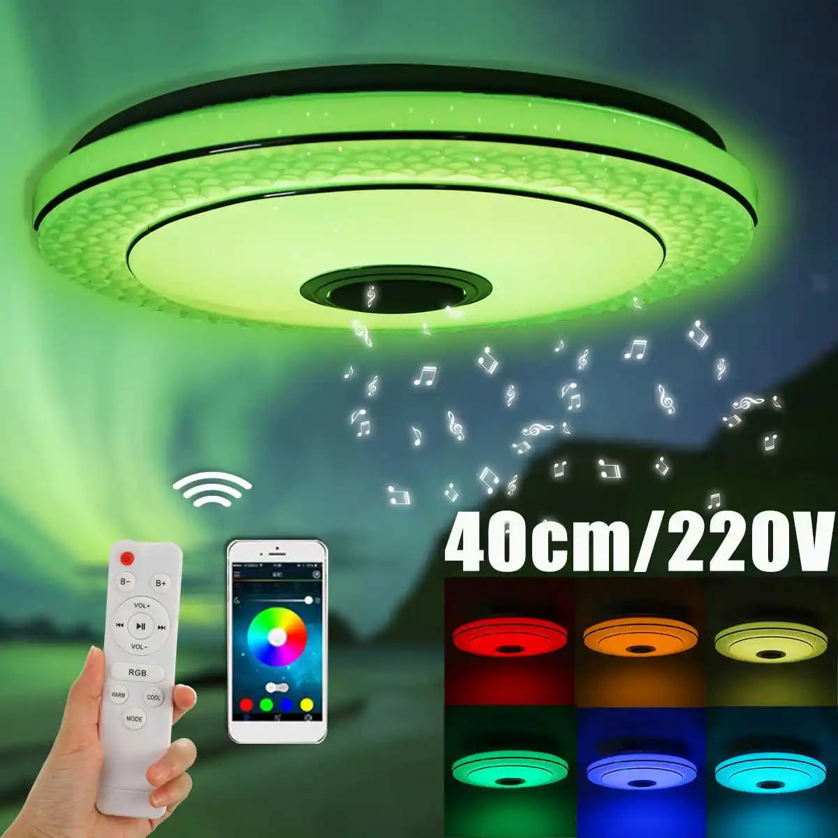 

40CM Modern RGB LED Ceiling Lights Home lighting APP bluetooth Music Light Bedroom Lamps Smart Ceiling Lamp+Remote Control