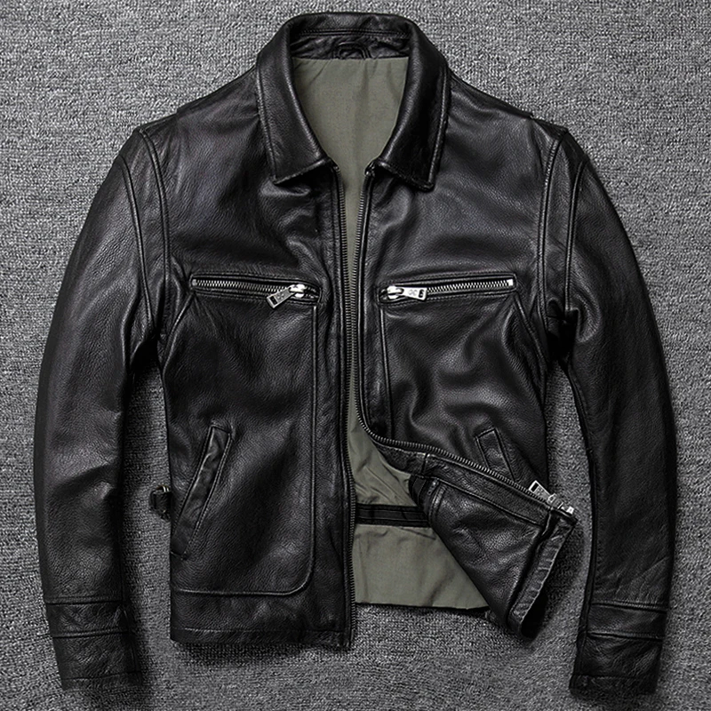 

Free shipping.sales gift Brand new men cowhide coat.quality thick men's genuine Leather jacket.vintage style man leather clothes