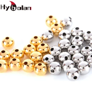 HYBOLAN Metal Copper fishing beads Round Gold/silver 2/2.4/3/4/5/6mm Bass Bait Fishing Lure DIY acce