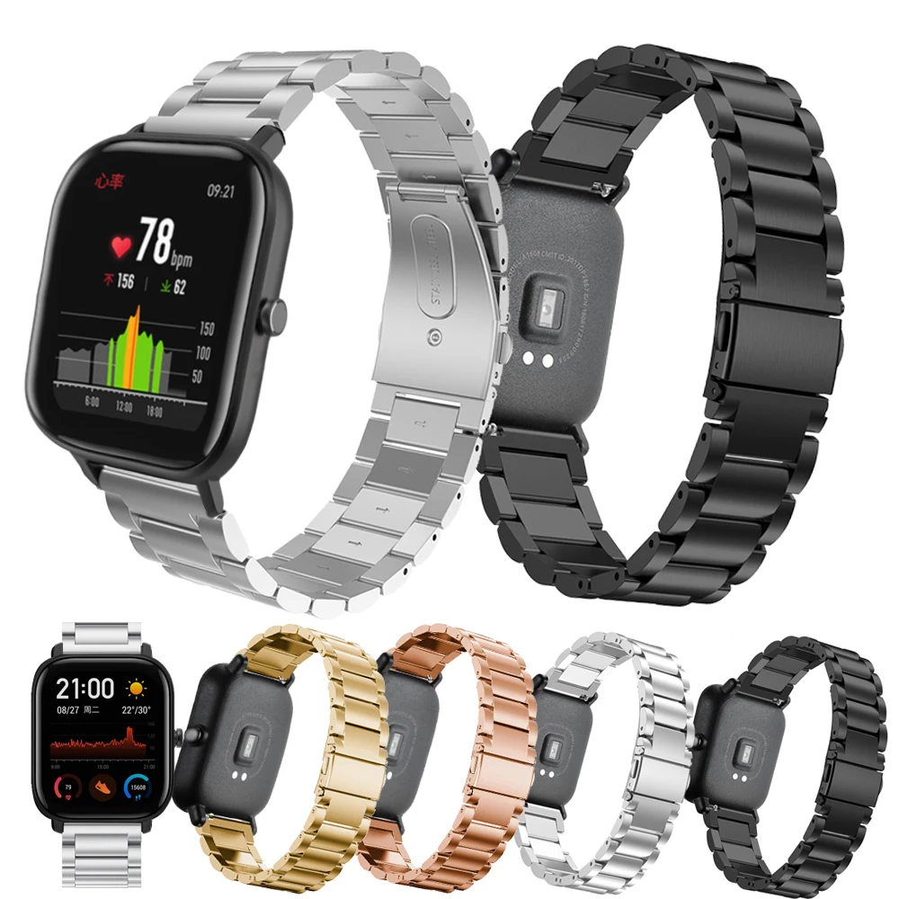 20 мм браслет из нержавеющей стали для Huami Amazfit GTS /GTR 42 ремешок часов samsung Galaxy BIP
