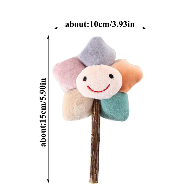 

Lovely Lollipop Peach Tooth Cleaning Stick Teeth Stick Pet Cat Stick Interactive Toy Plush Molar Strawberry Flower Pet Accessory