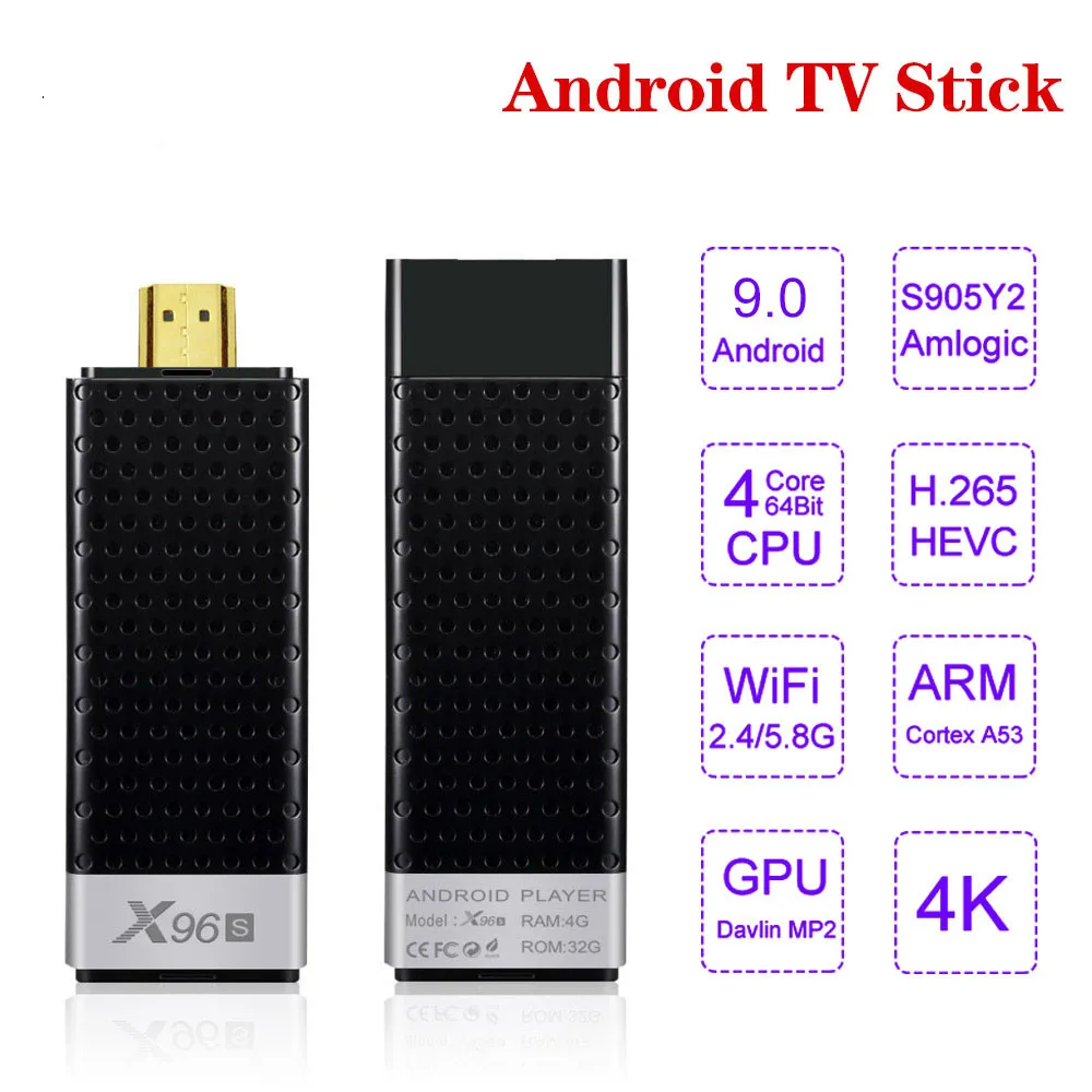 Мини-ПК X96S на Android 9 0 ТВ-приставка Amlogic S905Y2 DDR4 4 Гб ОЗУ 32 ПЗУ ТВ-флешка 5G Wi-Fi Bluetooth 2 4K HD