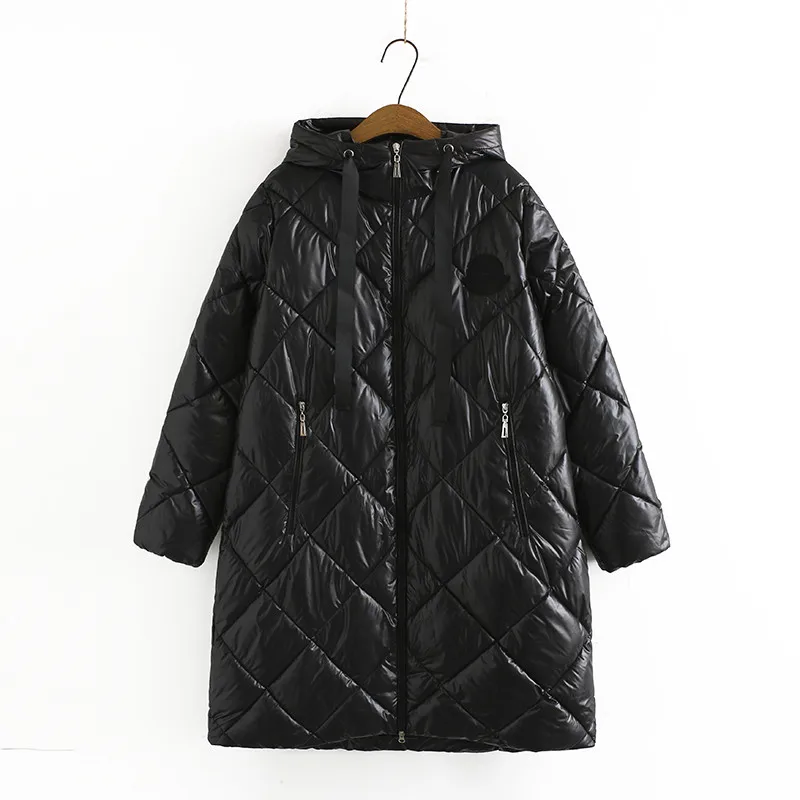 Plus Size Winter Coat For Women 5XL Hooded Add Cotton Thicken Mezzanine With Diamond Lattice Large Size Thick Jacket For Fatlady