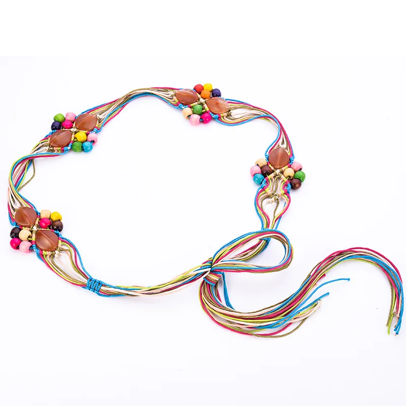 Женское платье в богемном стиле аксессуары ручной работы вязаный плетеный пояс