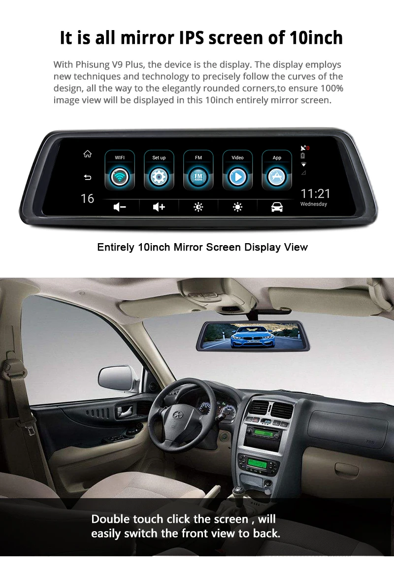 4CH камеры 360 градусов панорамный Автомобильный видеорегистратор 1" Android 5,1 gps Navi FHD зеркальный видеорегистратор ADAS 4G Wifi видеорегистратор