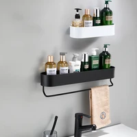 Bathroom Shelf Rack Bathroom Towel Holder Set Black Shower Storage Basket Kitchen Organizer Bathroom Accessories